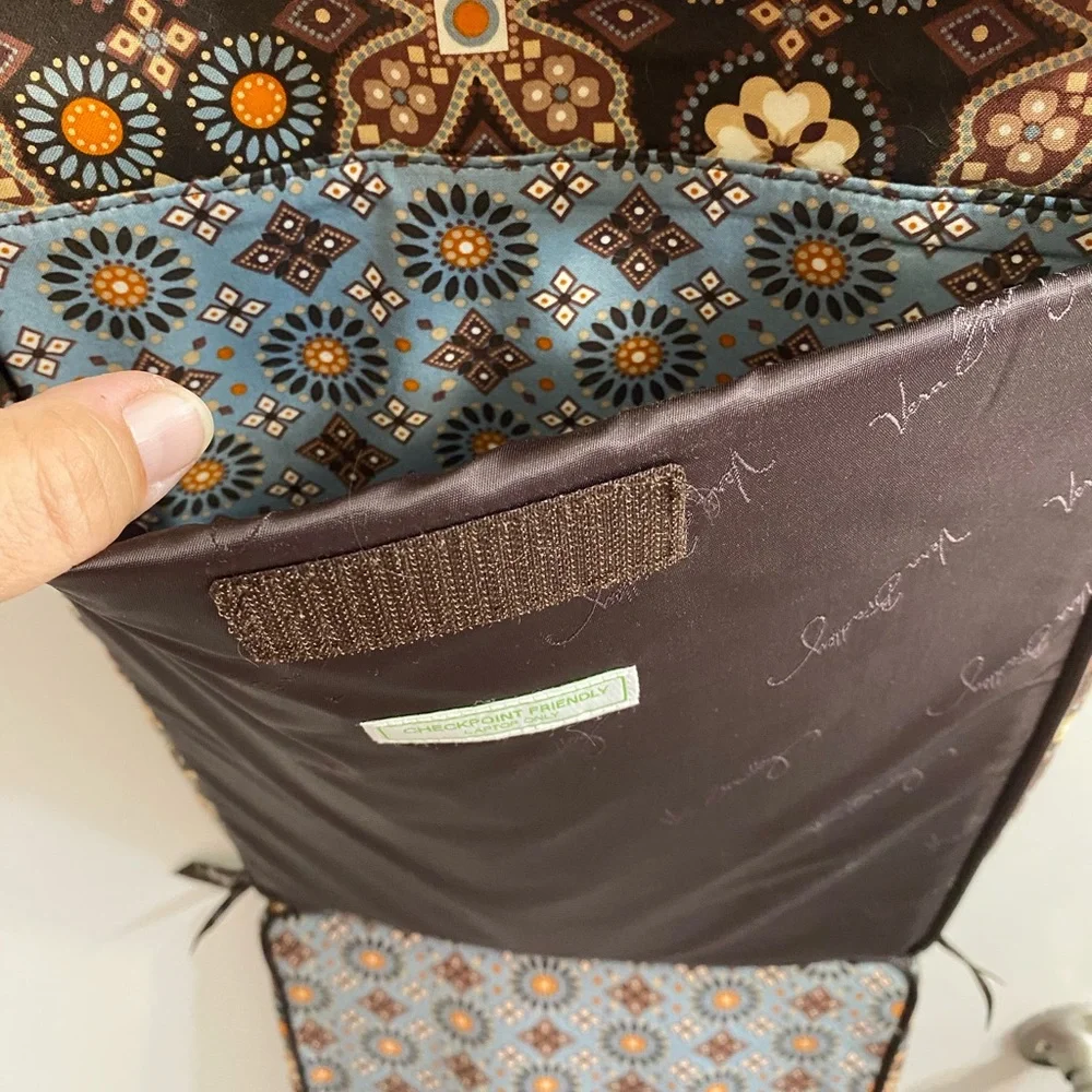 Vera Bradley Brown and Blue Laptop Tablet Bag Canyon Pattern Retired